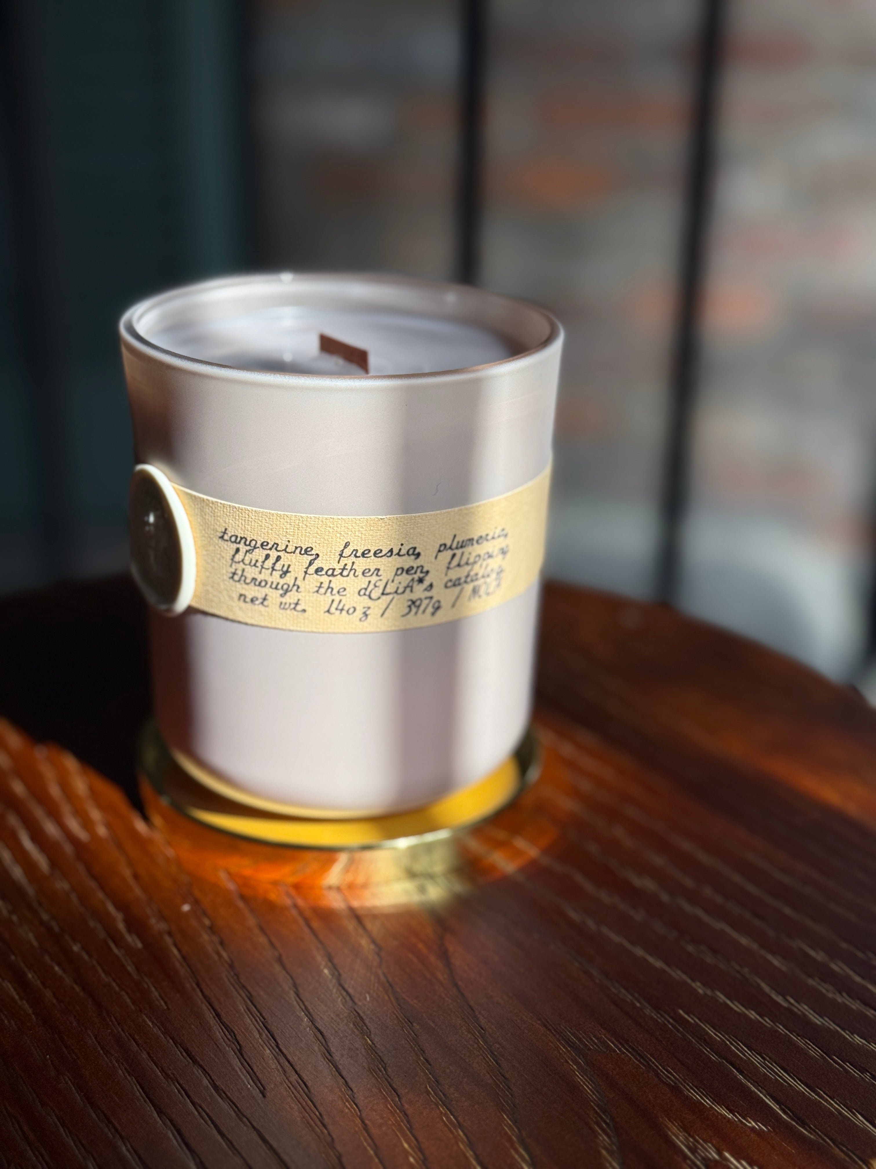 As If! Clueless candle scent notes label — orange blossom, white freesia, plumeria, jasmine, skin musk 90’s scented