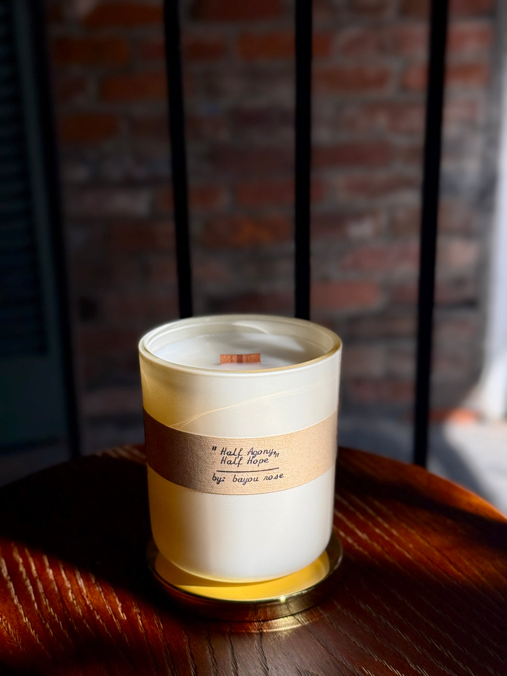 Half Agony Half Hope refillable candle cursive typewriter label | Persuasion inspired by Jane Austen by Bayou Rose | New Orleans